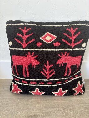 Chandler 4 Corner Hook Pillow Cover Fairisle Moose 18” Laura Magroz Christmas